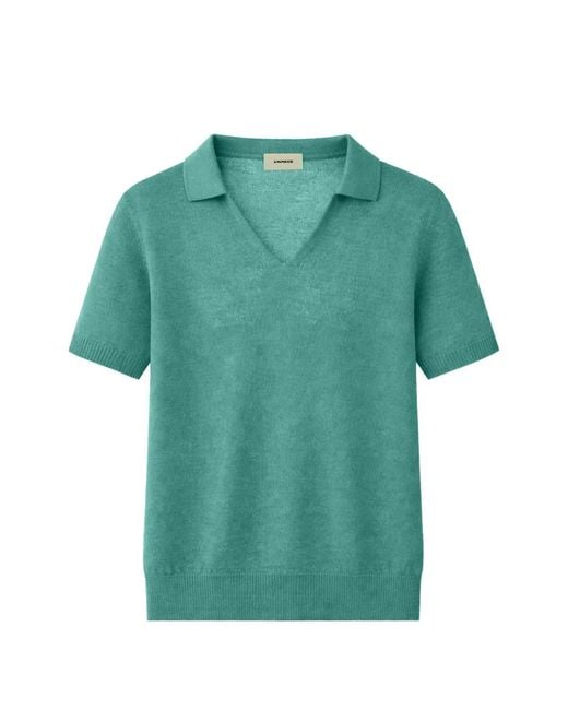 A PAPER KID Green Knitted V-Neck T-Shirt for men