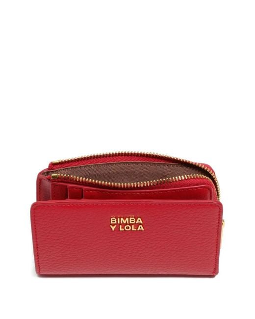 Bimba Y Lola Leren Portemonnee Met Logoplakkaat in het Red
