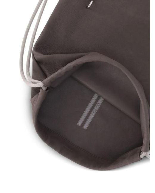 Rick Owens Gray Drawstring Leather Backpack