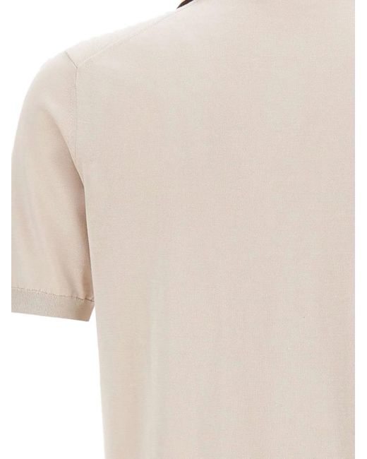 Kangra White Ribbed V-Neck T-Shirt for men