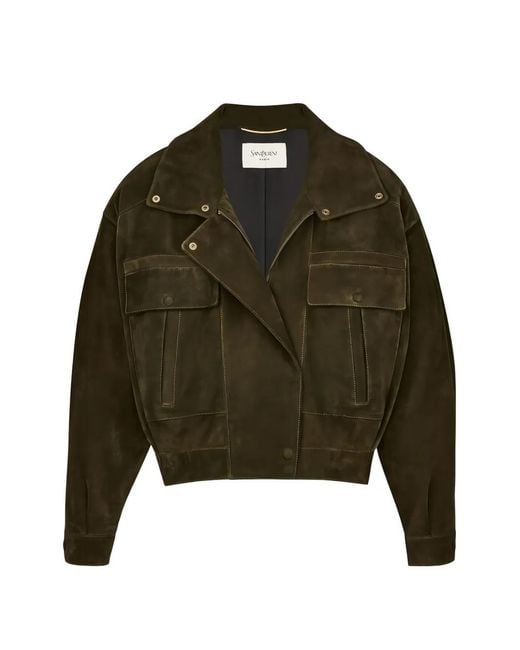 Saint Laurent Green Pocket Suede Jacket