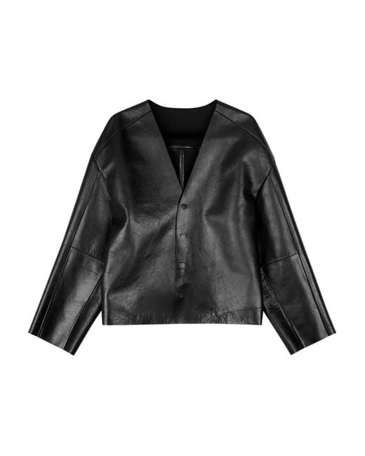 Entire studios V-Neck Leather Jacket in Black for Men | Lyst