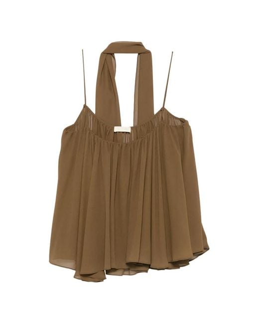De La Vali Brown Agapito Draped Top