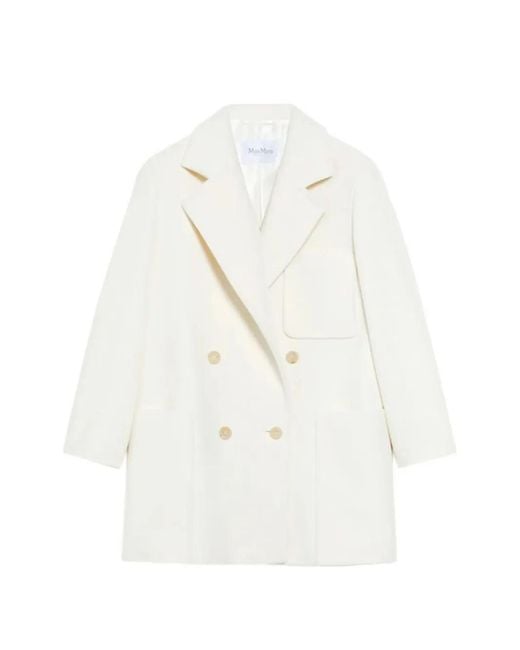 Max Mara White Starna Double-Breasted Coat