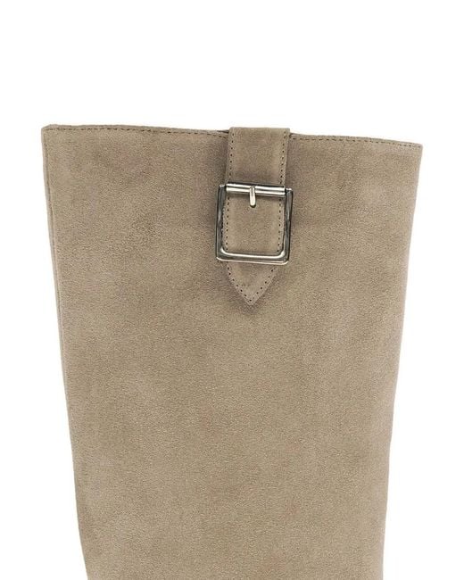Alohas Natural 45Mm Ryder Buckle-Detail Suede Boots