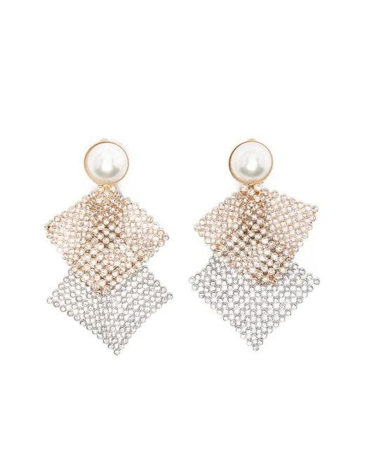 Rosantica White Frizz Embellished Clip-On Earrings