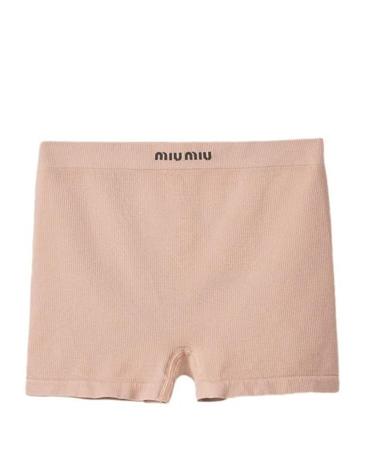 Miu Miu Pink Seamless Ribbed Cotton Boxers