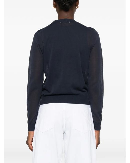Dorothee Schumacher Blue Ensemble Haut-Cardigan En Maille Transparente