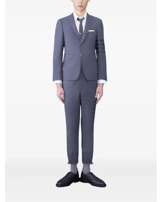 Thom Browne Blue Stripe-Detail Elasticated-Cuff Trousers for men