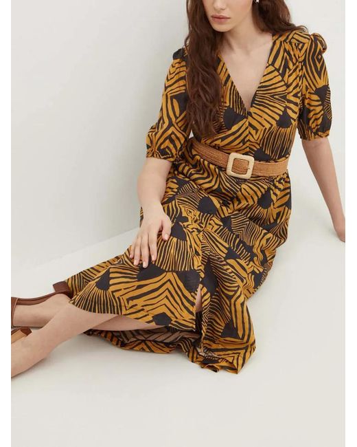 La Petite Francaise Natural Racine V-Neck Abstract-Print Maxi Dress