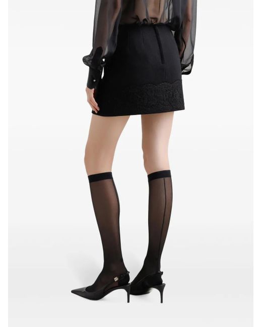Dolce & Gabbana Black Lace-Trimmed Mini Skirt