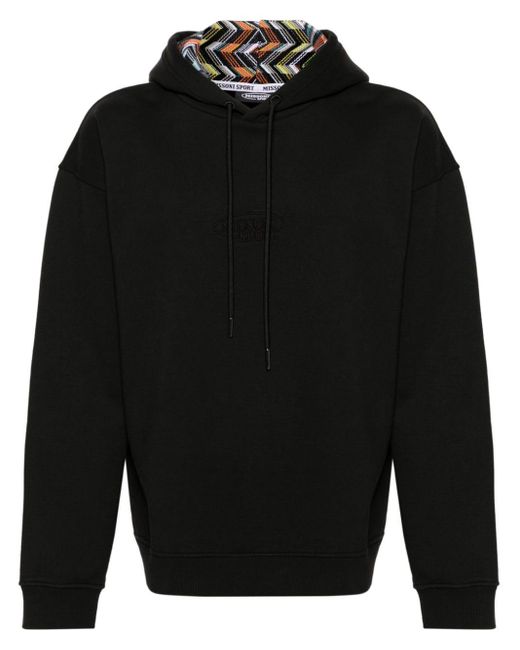 Missoni Black Logo-embroidered Cotton Hoodie for men