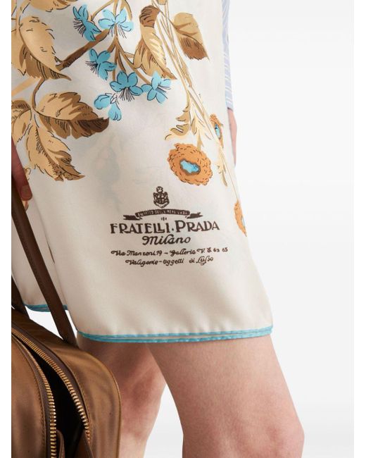Prada Metallic Floral-print Silk Skirt