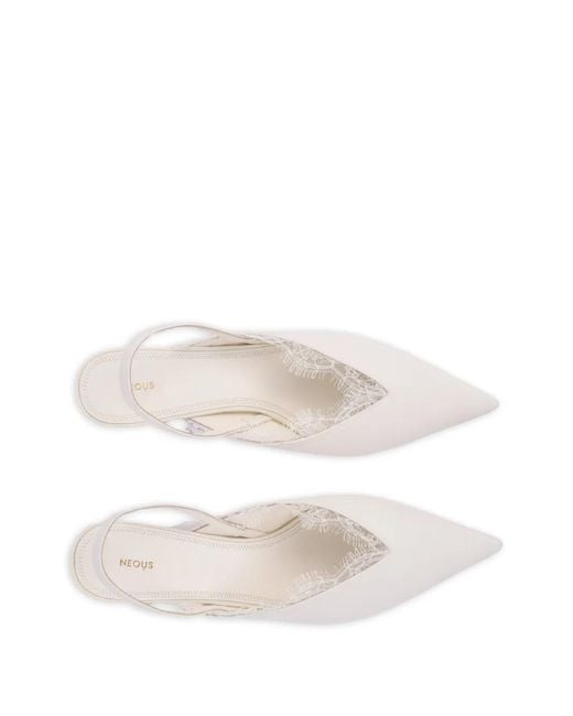 Neous White Slingback Heeled Pumps