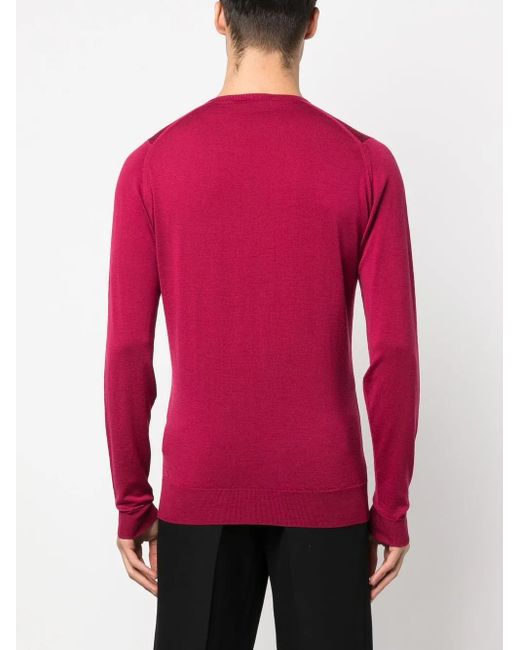 John Smedley Strickpullover Mit Rundem Ausschnitt in Pink für Herren