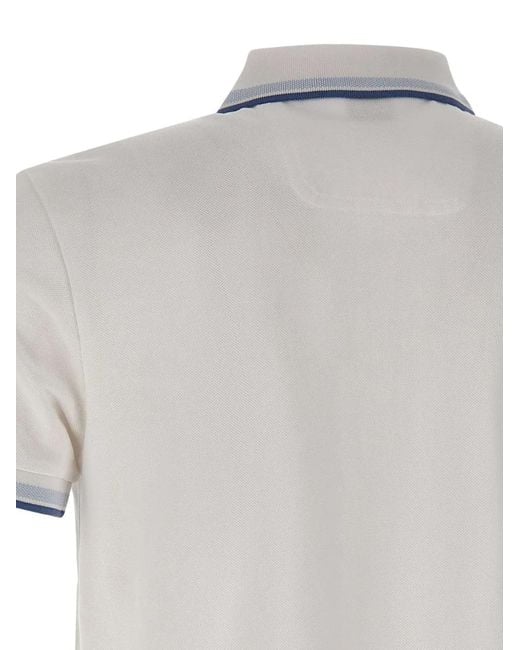 Boss White Striped-Trim Pique Polo Shirt for men
