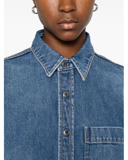 Alexander Wang Blue Grid-Pattern Denim Shirt