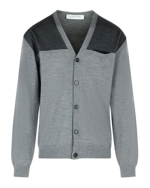 メンズ Lanvin Vネック カーディガン Gray