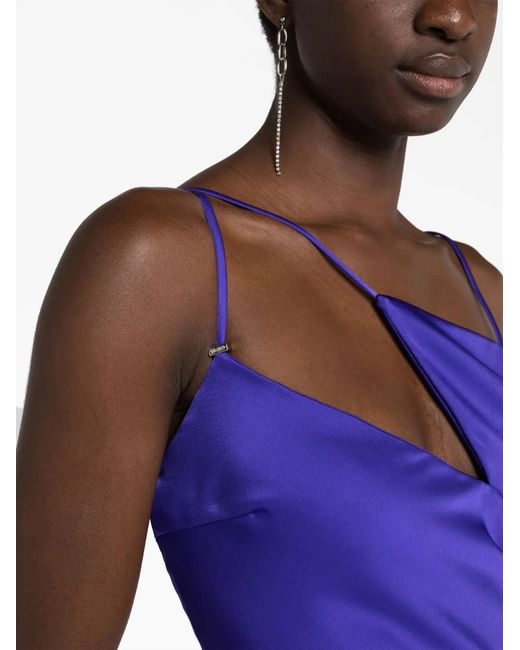 The Attico Purple Melva Asymmetric Sleeveless Gown