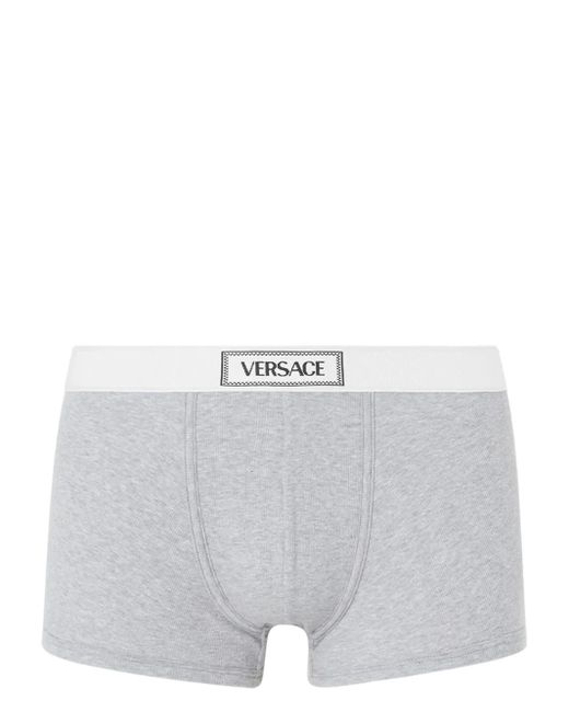 Versace White Cotton Ribbed Trunks for men