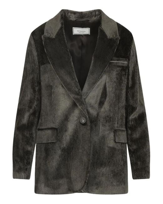 Peserico Black Textured Single-Breasted Blazer