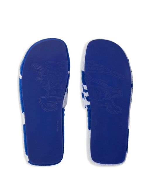 Burberry Blue Snug Cotton-towelling Slippers