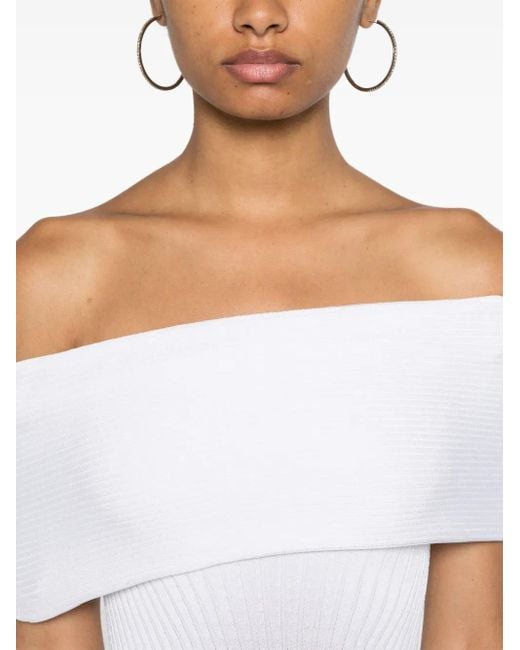 Mugler White Off-Shoulder Knit Dress