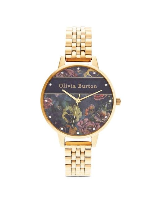 Olivia Burton Metallic Floral-Print Dial 34Mm Watch