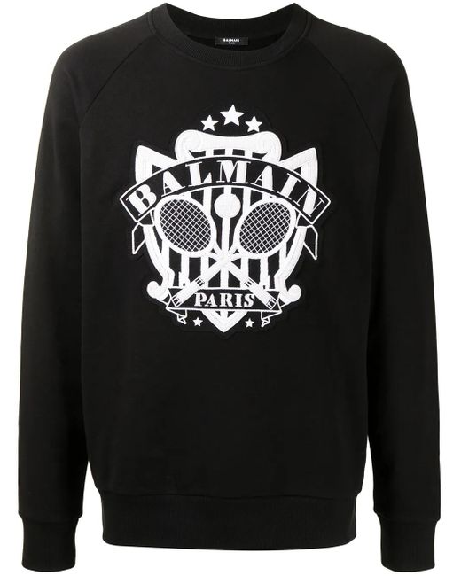 Balmain Black Logo-Embellished Sweatshirt for men