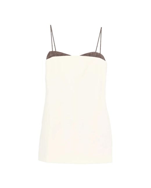 Entire studios Natural Adjustable-Strap Panel Mini Dress