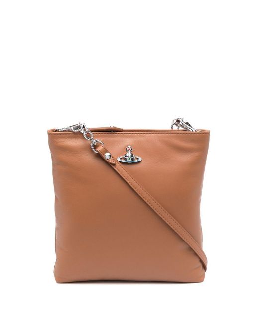 Vivienne Westwood Leather Signatureorb Crossbody Bag in Brown Lyst