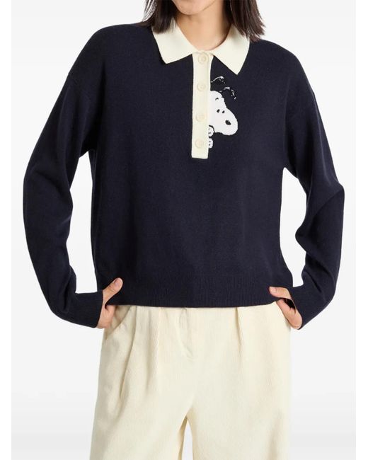 Chinti & Parker Blue X Peanuts Snoopy Peekabow Polo Shirt
