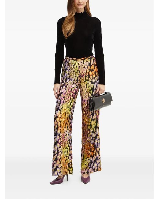 Forte_forte Black Metallic Leopard-Pattern Trousers