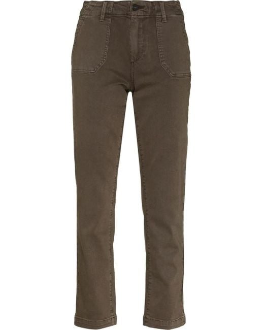 PAIGE Gray Myslie Mid-Rise Straight-Leg Jeans
