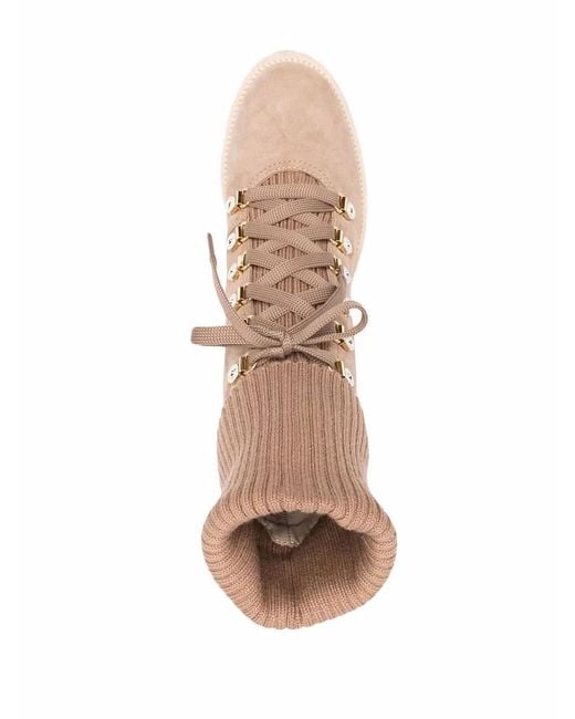Le Silla Natural Ribbed-Knit Edge Boots