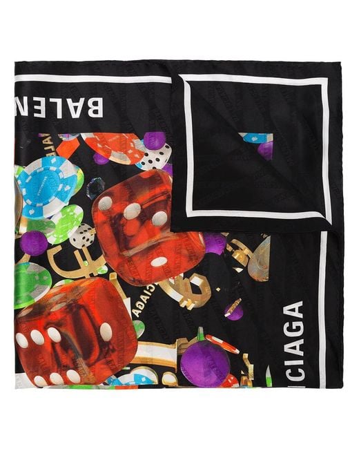 Balenciaga Black Casino Print Scarf