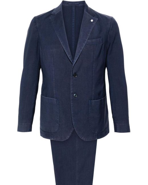Luigi Bianchi Blue Single Breasted Virgin Wool Suit for men