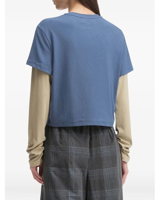 Mini Cream Gelaagde Top Met Grafische Print in het Blue
