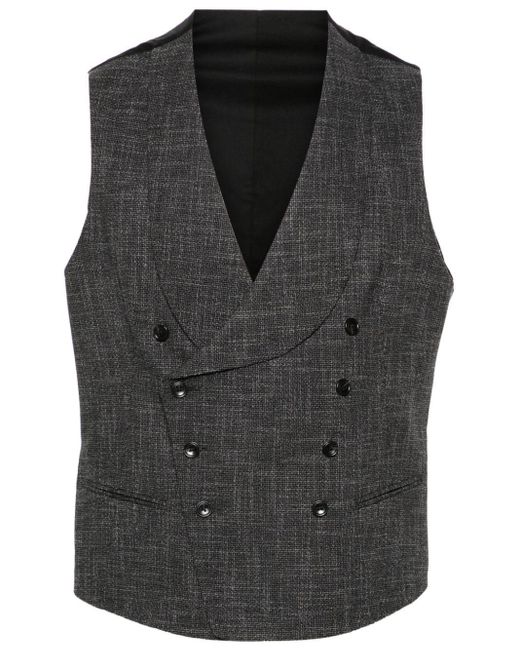 Tagliatore Black Shawl-lapels Double-breasted Waistcoat for men