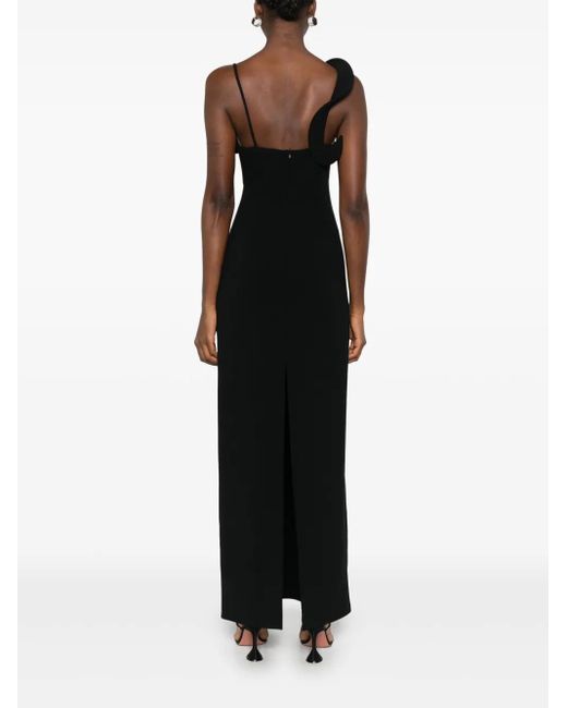 Magda Butrym Black Floral-Appliqué Maxi Dress