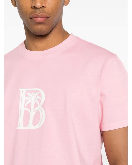BLUE SKY INN Pink Palm-Logo T-Shirt for men