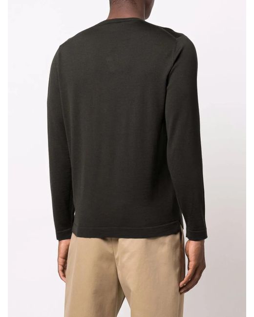 Dell'Oglio Black Crew-Neck Merino Jumper for men