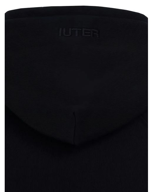 Iuter Black Logo-Patch Drawstring Hoodie for men