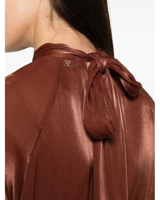 PHILIA LOFT Brown Pleated Midi Dress