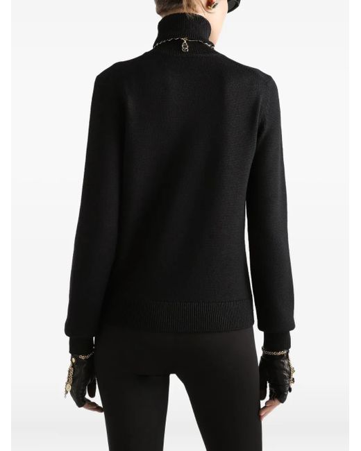 Dolce & Gabbana Black Turtleneck Ribbed Jumper