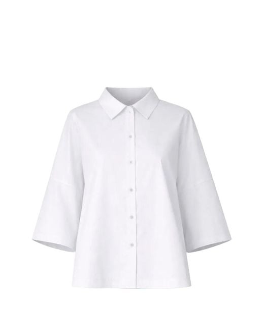 Liviana Conti White Flora Flared-Sleeve Shirt