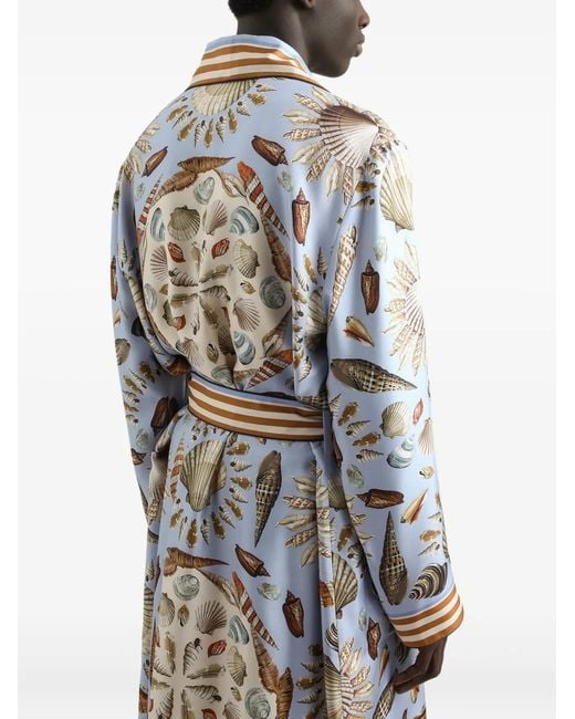 Dolce & Gabbana White Shell-Patterned Robe