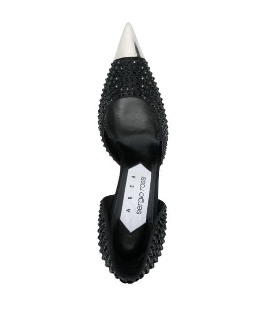 Sergio Rossi Black X Area Dagger Metal-Toecap Pumps