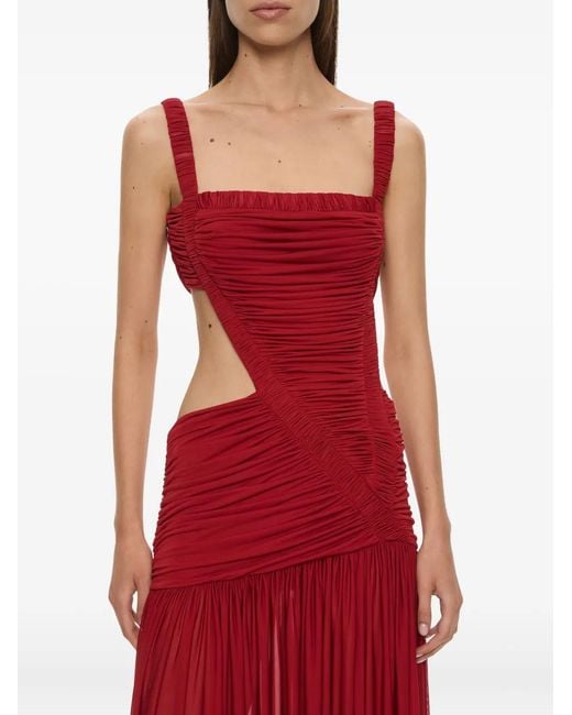 Christopher Esber Red Orion Separation Cut-Out Ruched Gown