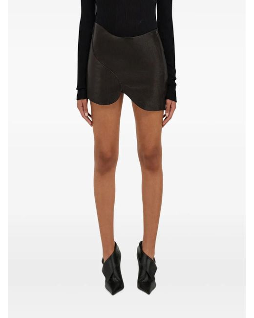 Ferragamo Black Leather Mini Skirt
